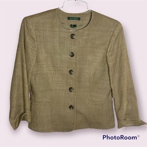 LAUREN by Ralph Lauren 100% Silk Tan Jacket size 6​